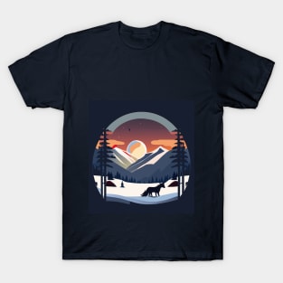 Snowy Peaks and Sly Fox: Winter Wonderland Art Print T-Shirt